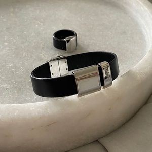 Swatch leather ring and bracelet
